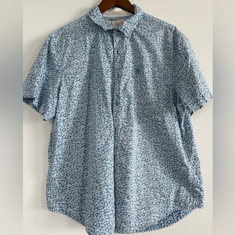 Original Penguin Light Blue Patterned Button Down Shirt